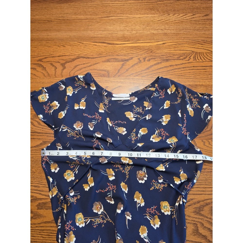 Urban Outfitters Lindsey Floral Maxi Dress Womens Size Medium Navy Blue 90's - Picture 6 of 8